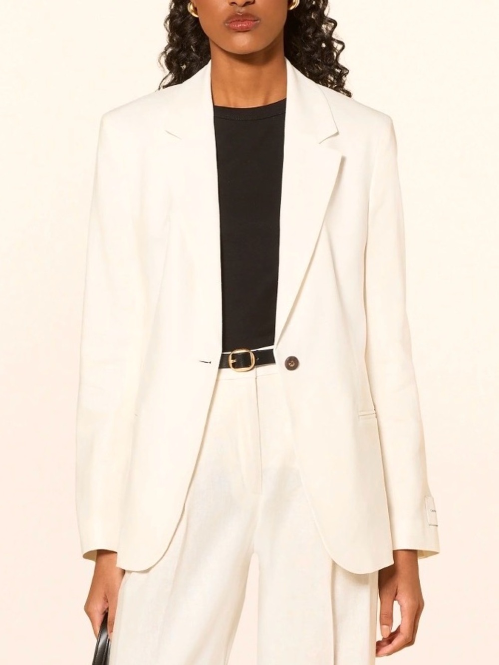 NWT Calvin Klein Linen Women's Cream Blazer Jacket - Classic Open Front